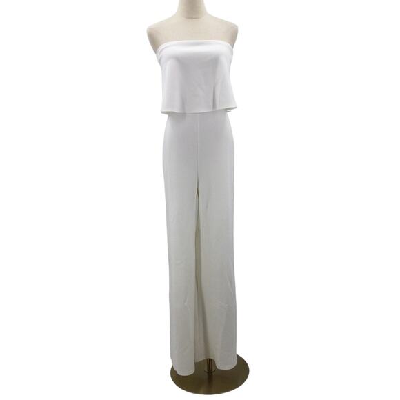 LULU'S  M White What Lovers Do Strapless Straight Neck Wide-Leg Jumpsuit NEW B54 - Picture 3 of 12